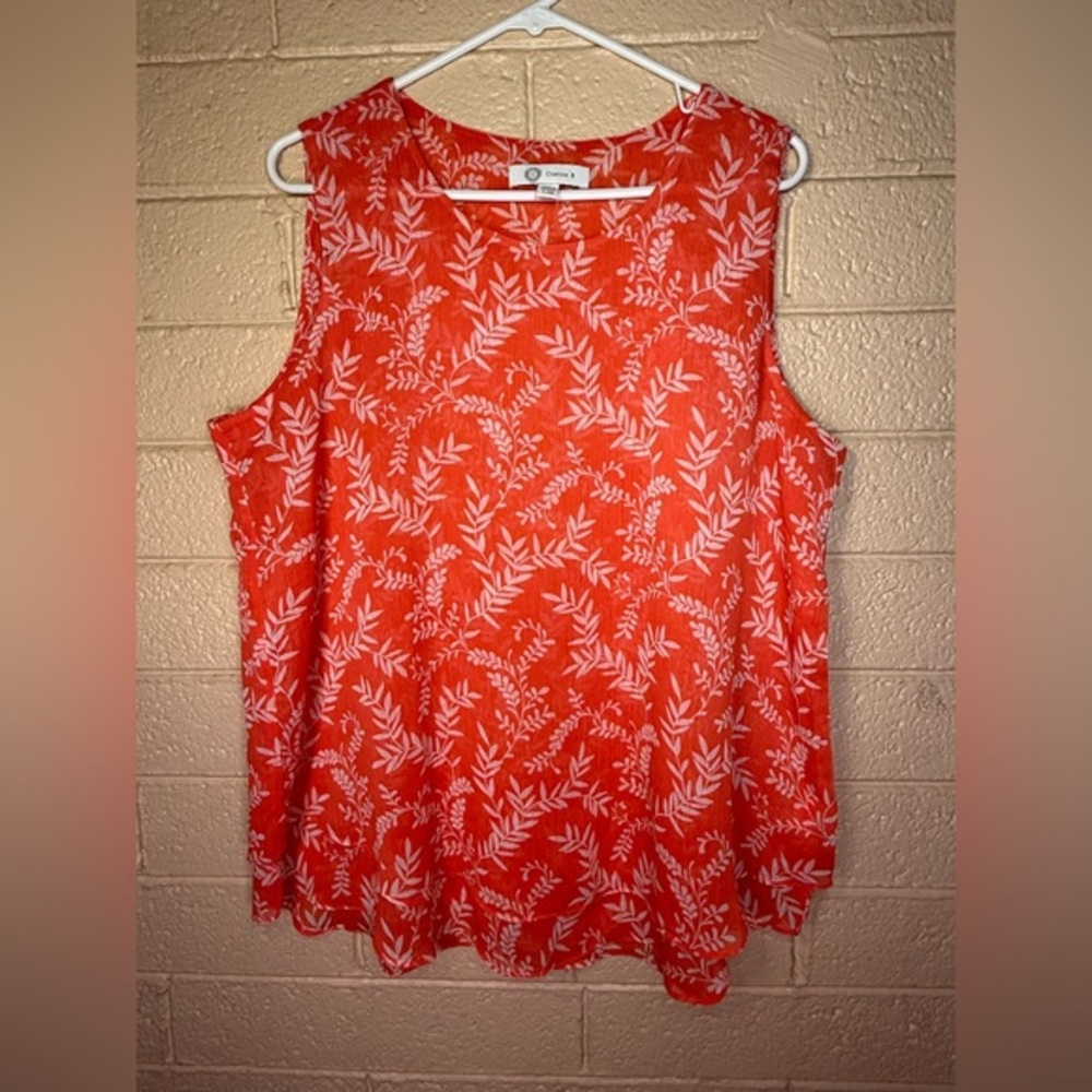 Cristina B orange Floral Sleeveless Blouse